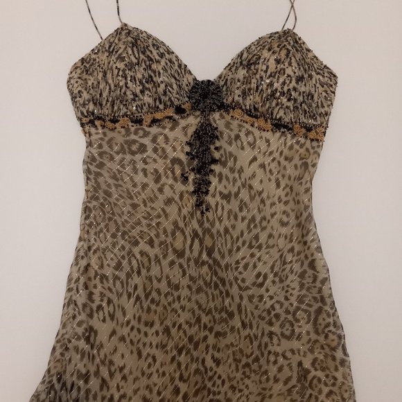 Beautiful animal print cocktail dress with sequins - Picture 1 of 5